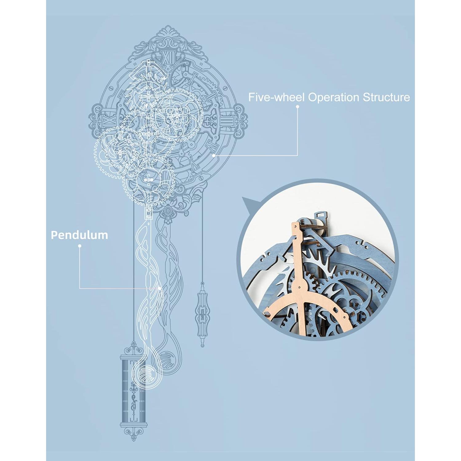 Rompecabezas 3D Reloj de Madera ROBOTIME 231 Piezas DIY