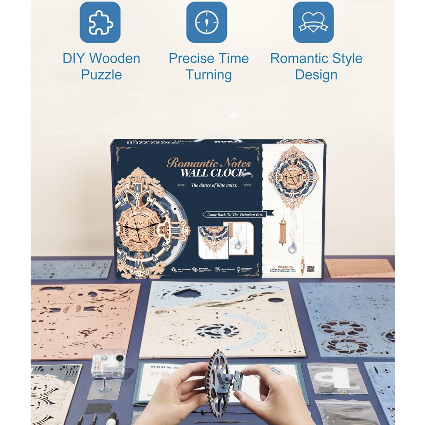 Rompecabezas 3D Reloj de Madera ROBOTIME 231 Piezas DIY
