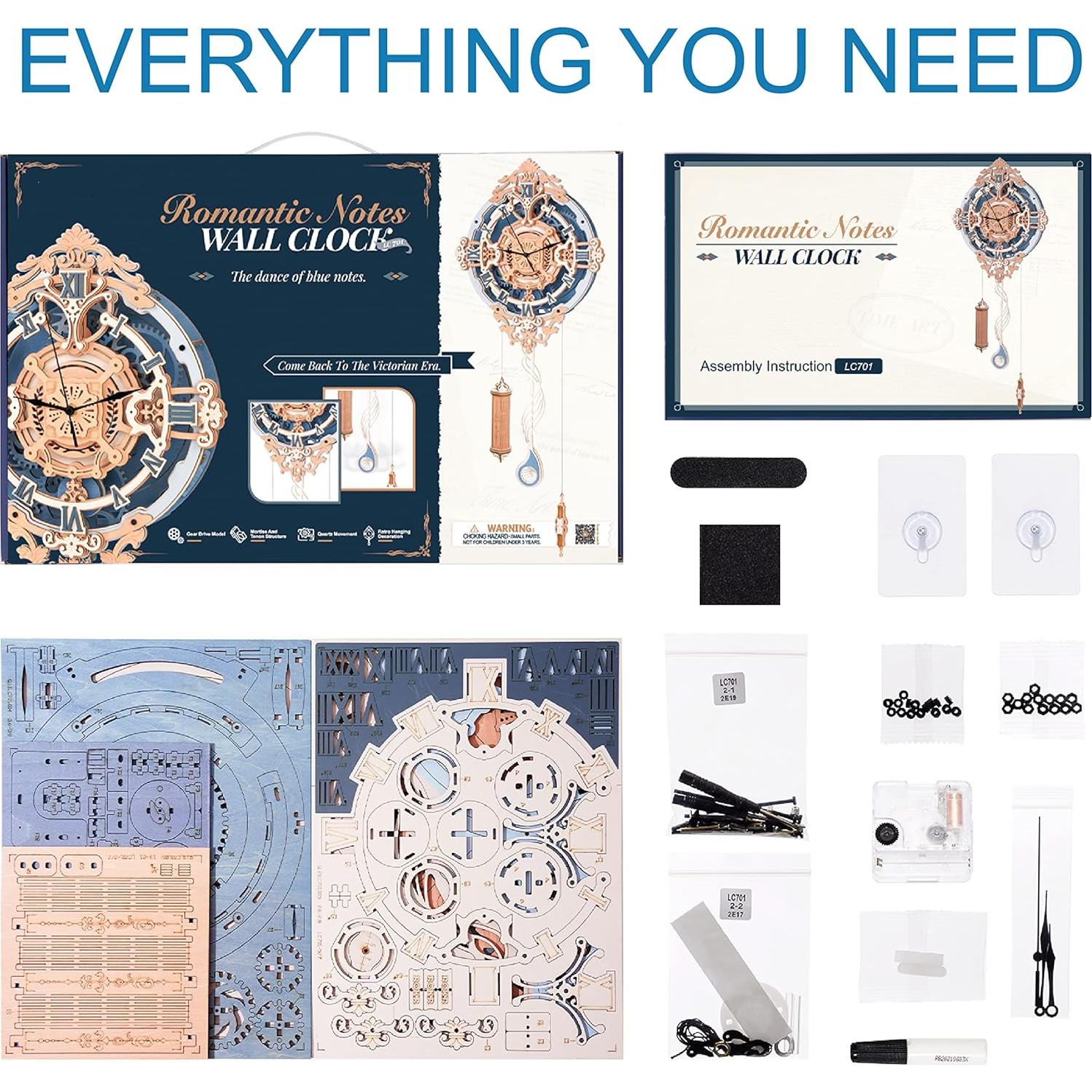 Rompecabezas 3D Reloj de Madera ROBOTIME 231 Piezas DIY