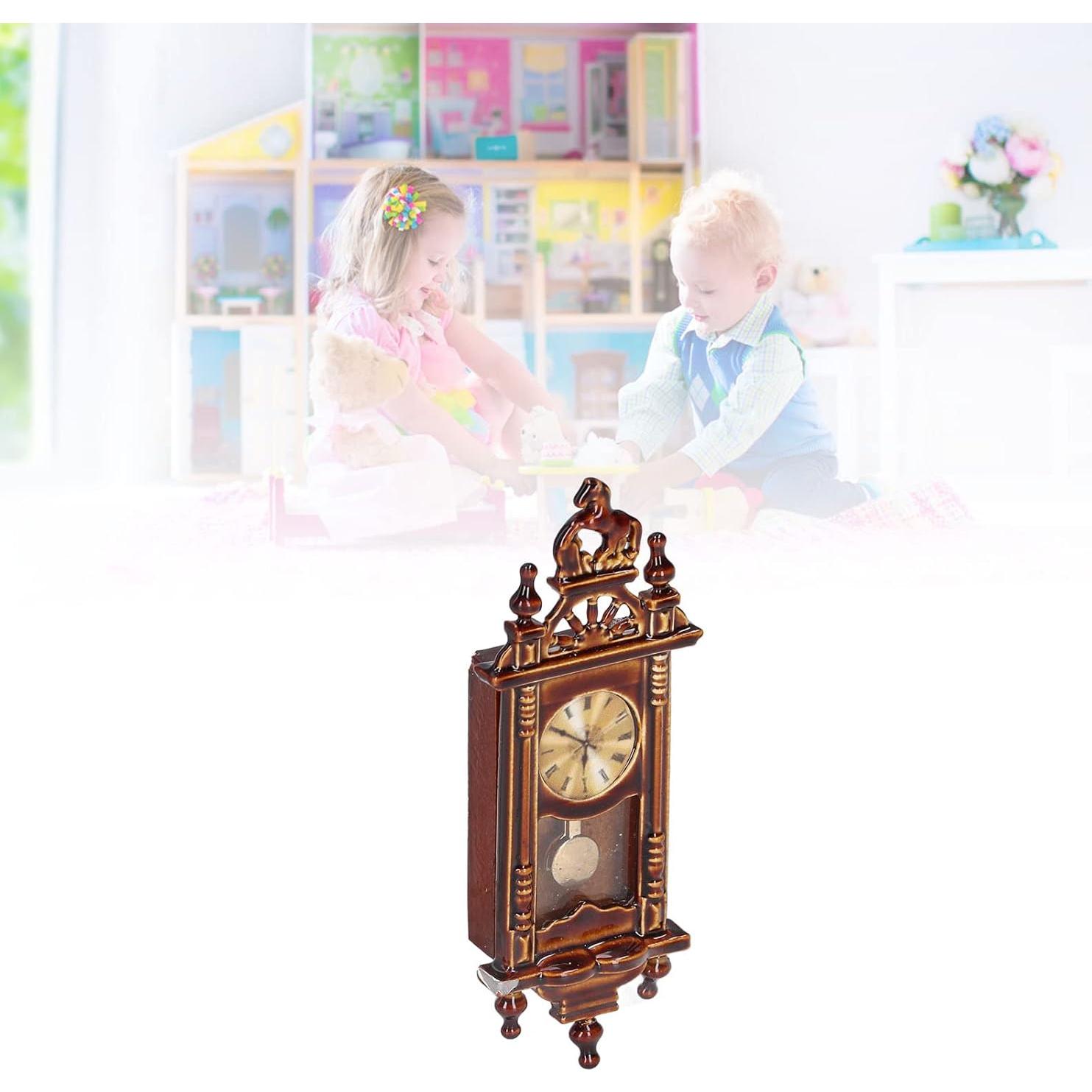 Reloj de pared miniatura Kudoo 1:12 vintage madera