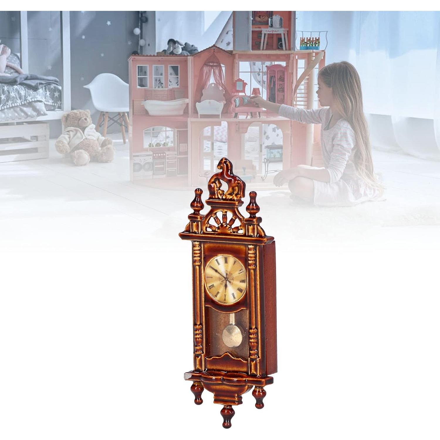 Reloj de pared miniatura Kudoo 1:12 vintage madera