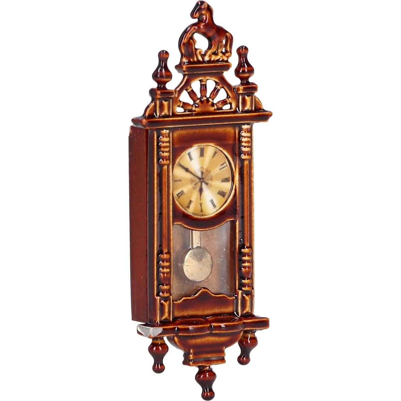 Reloj de pared miniatura Kudoo 1:12 vintage madera