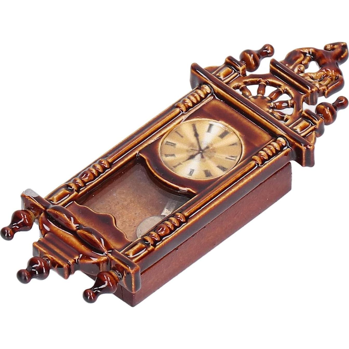 Reloj de pared miniatura Kudoo 1:12 vintage madera
