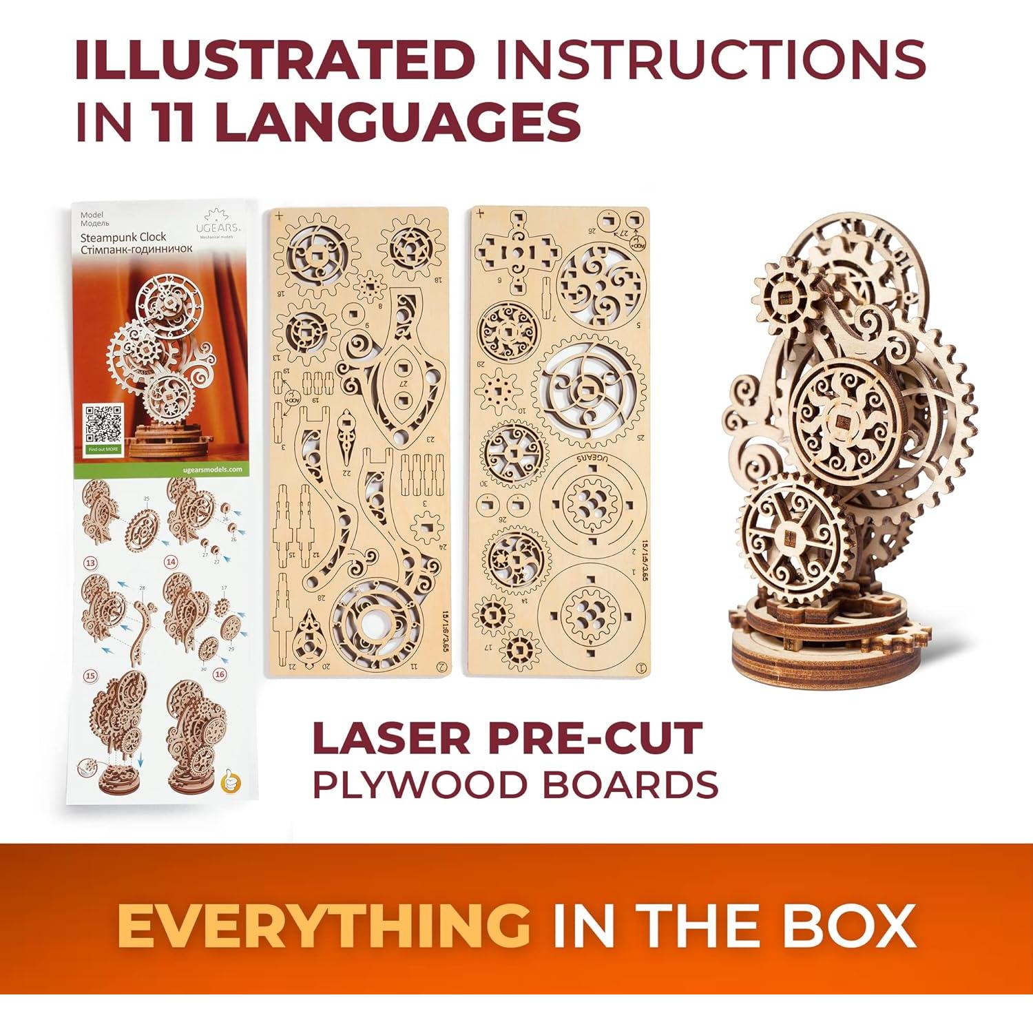 Rompecabezas 3D Reloj Steampunk Ugears - Madera Mecánica
