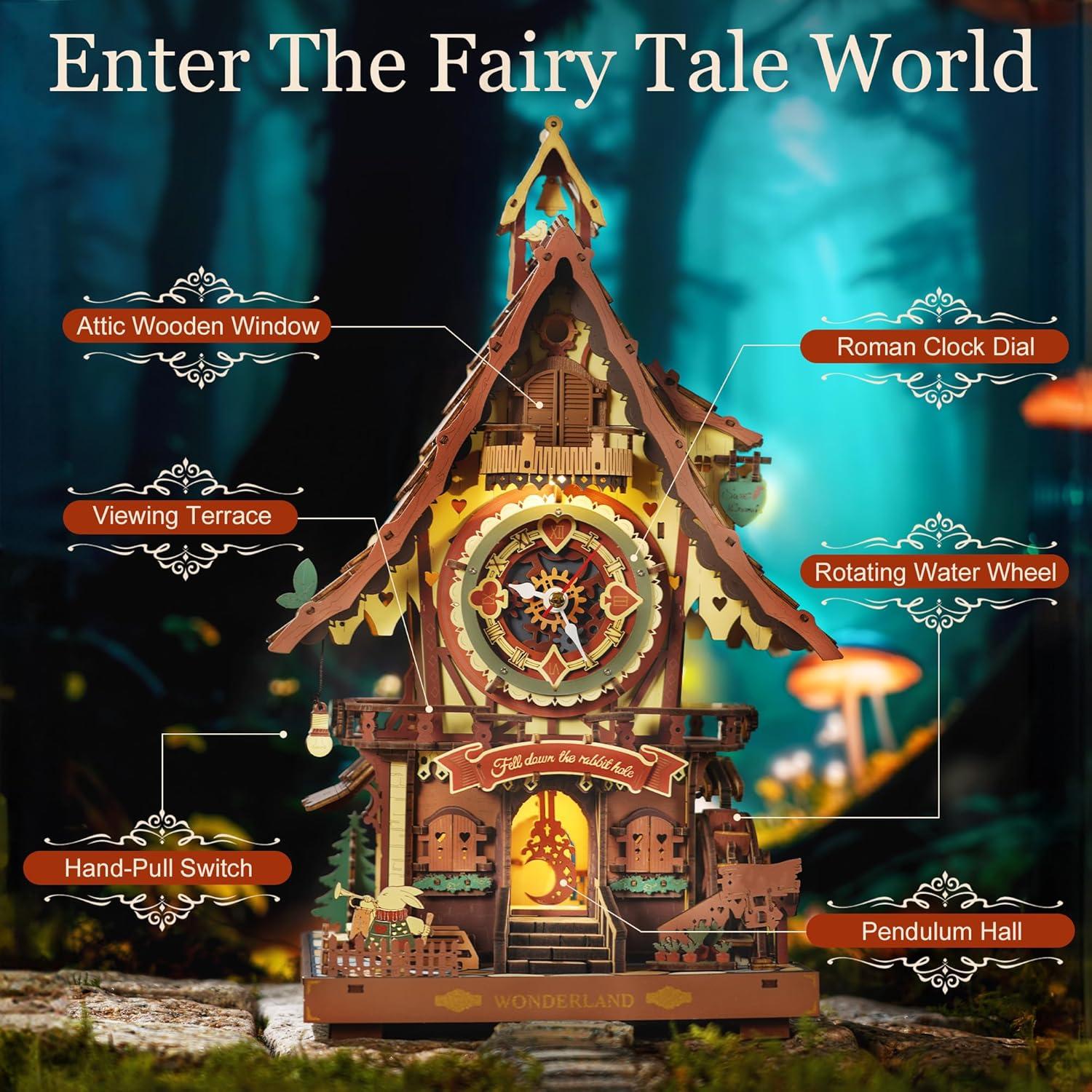 Rompecabezas 3D de Madera ROBOTIME Reloj de Cuco 435 Piezas