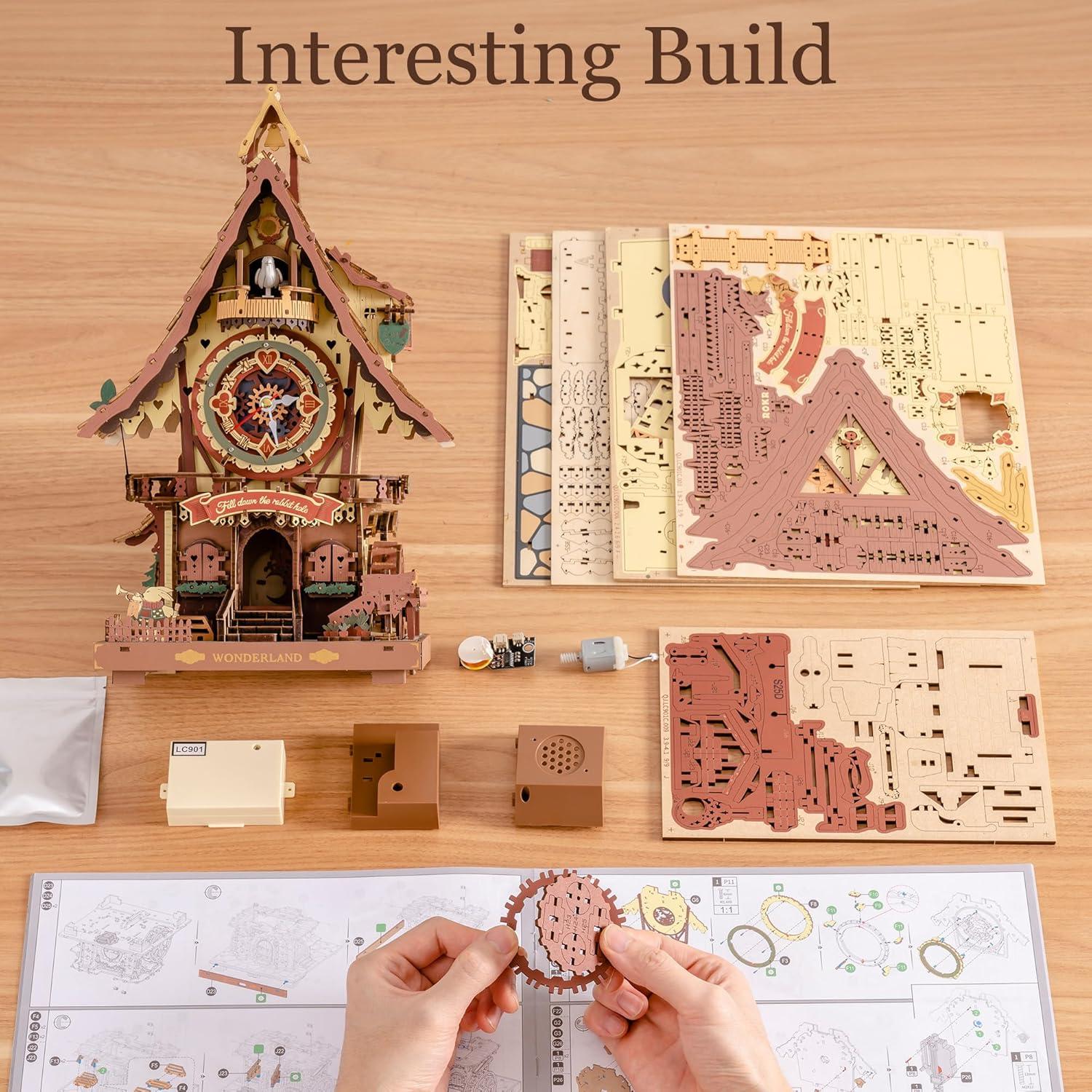 Rompecabezas 3D de Madera ROBOTIME Reloj de Cuco 435 Piezas