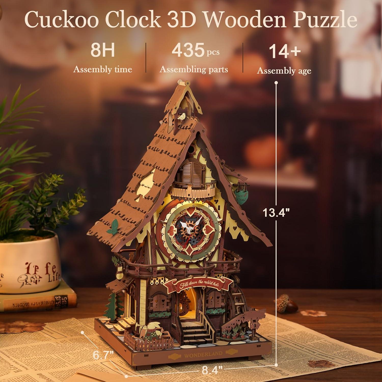 Rompecabezas 3D de Madera ROBOTIME Reloj de Cuco 435 Piezas