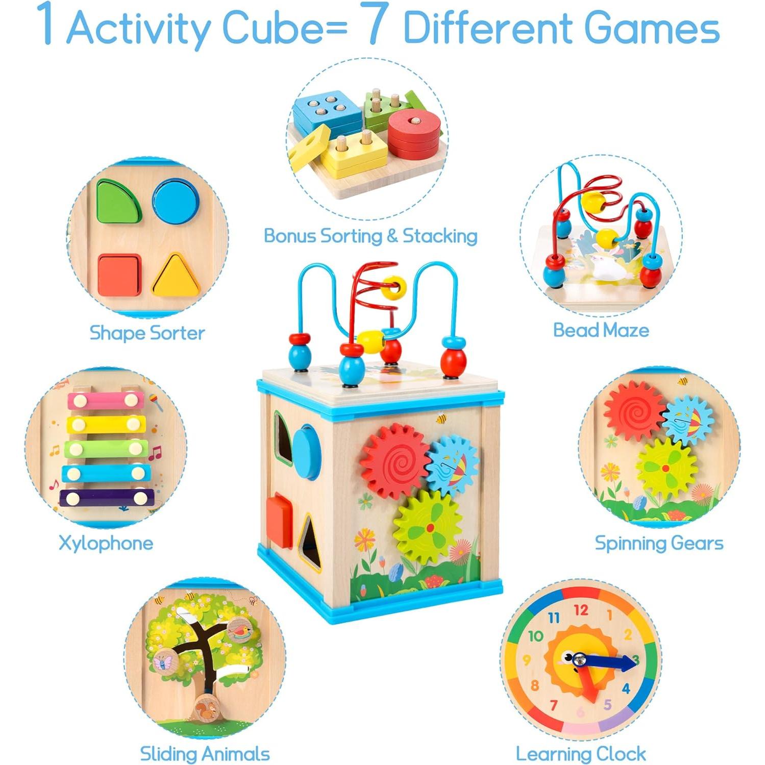 Cubo de Actividades de Madera 7-en-1 Montessori ShenZhen