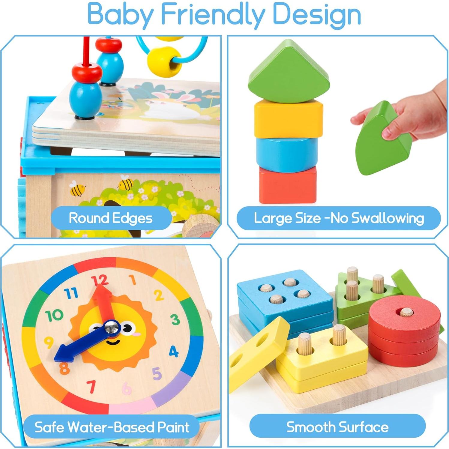 Cubo de Actividades de Madera 7-en-1 Montessori ShenZhen