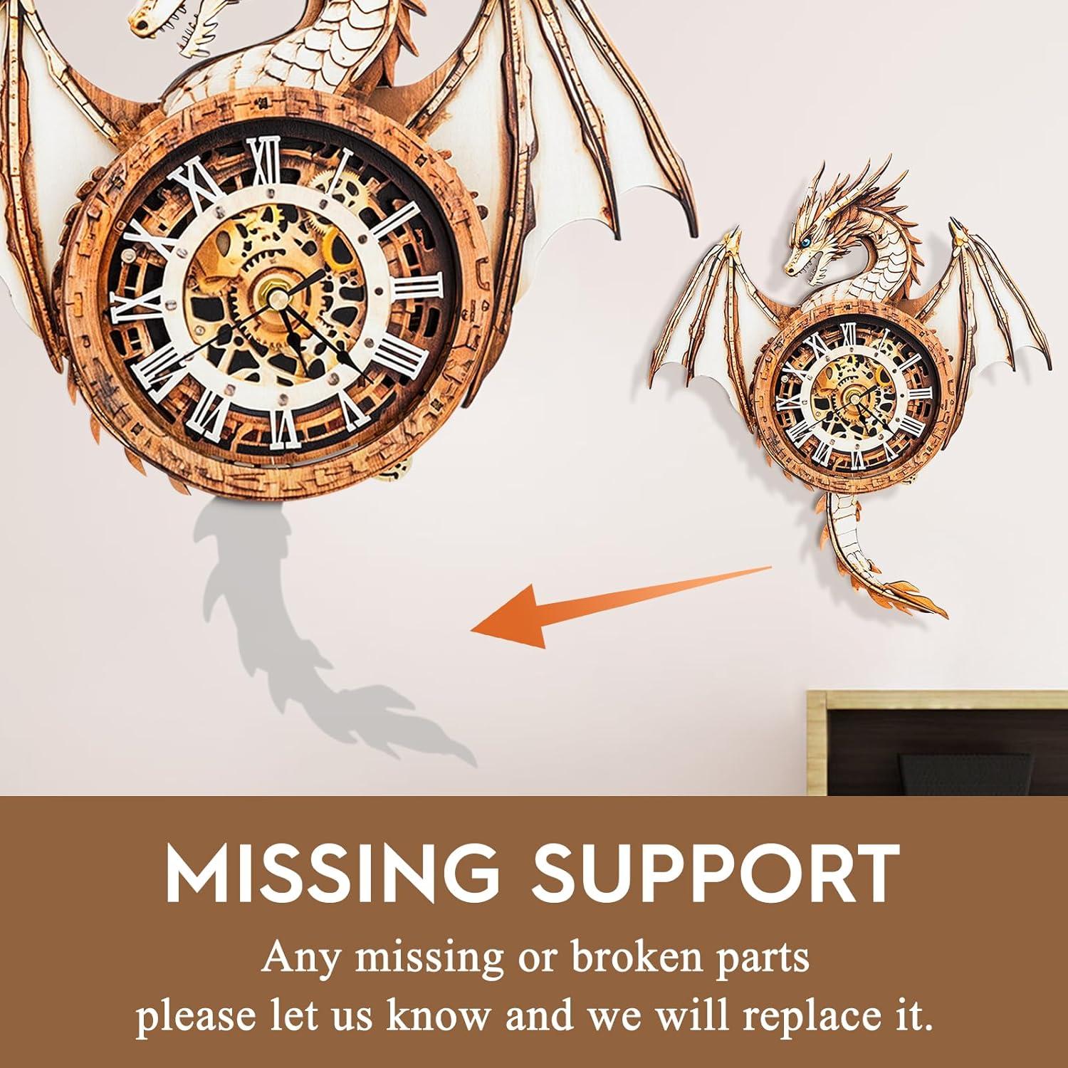 Rompecabezas 3D Cutywood Reloj Péndulo Dragón Madera 33x37cm