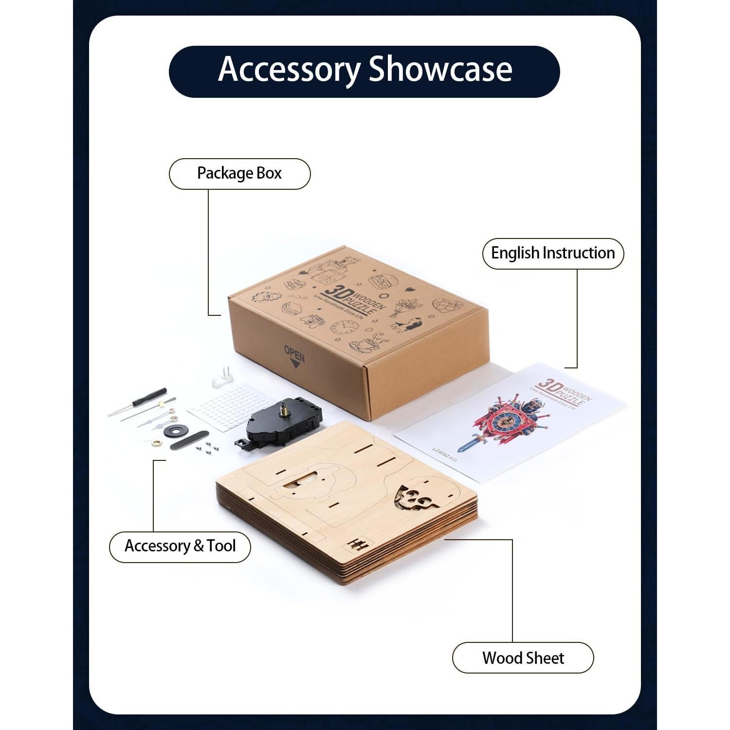 Rompecabezas 3D de Madera Reloj Caballero RNFINEWOW