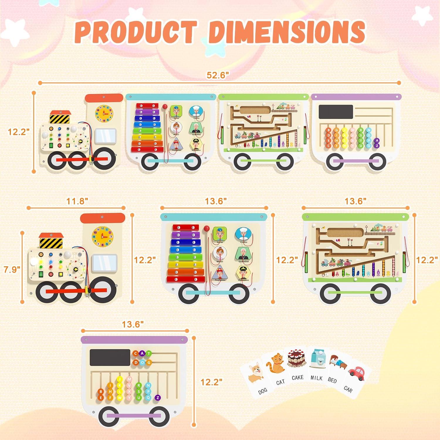 Tablero Sensorial Montessori Spacocld con Tren Eléctrico 133.6x31 cm