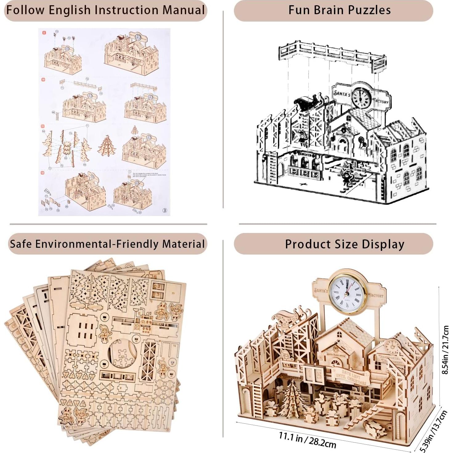 Rompecabezas de Madera 3D Taller de Santa - Varbertos - 225 Piezas