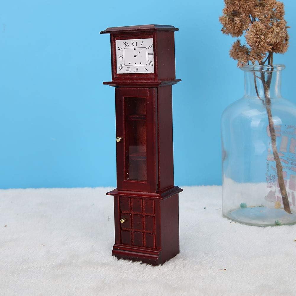 Reloj de Abuelo de Madera para Casa de Muñecas 1:12