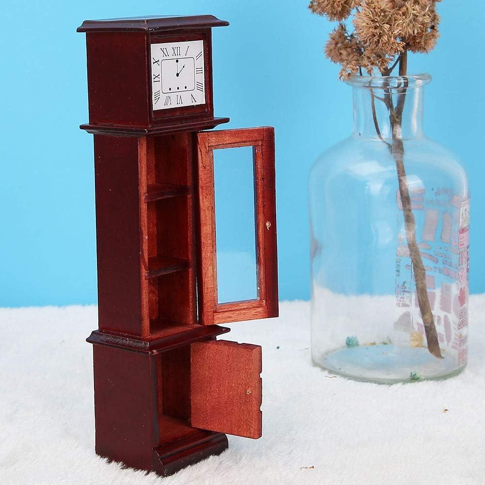 Reloj de Abuelo de Madera para Casa de Muñecas 1:12