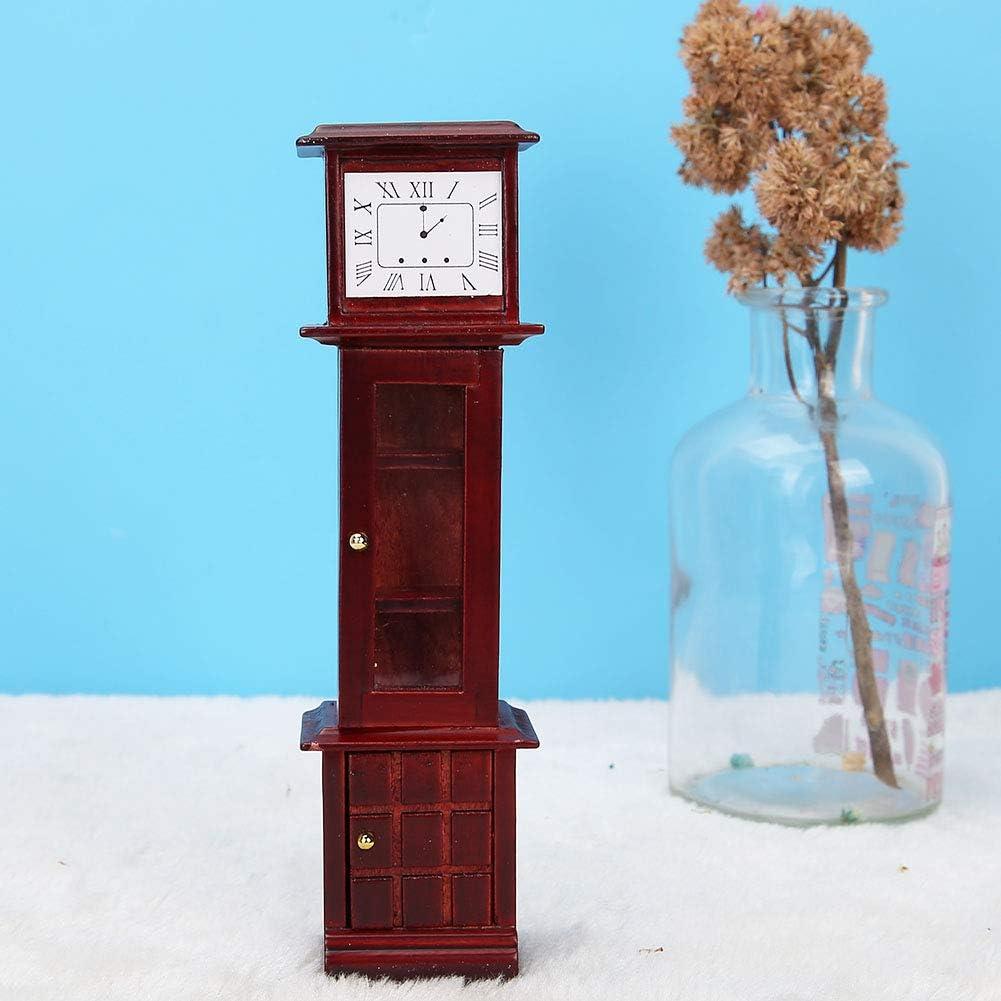 Reloj de Abuelo de Madera para Casa de Muñecas 1:12