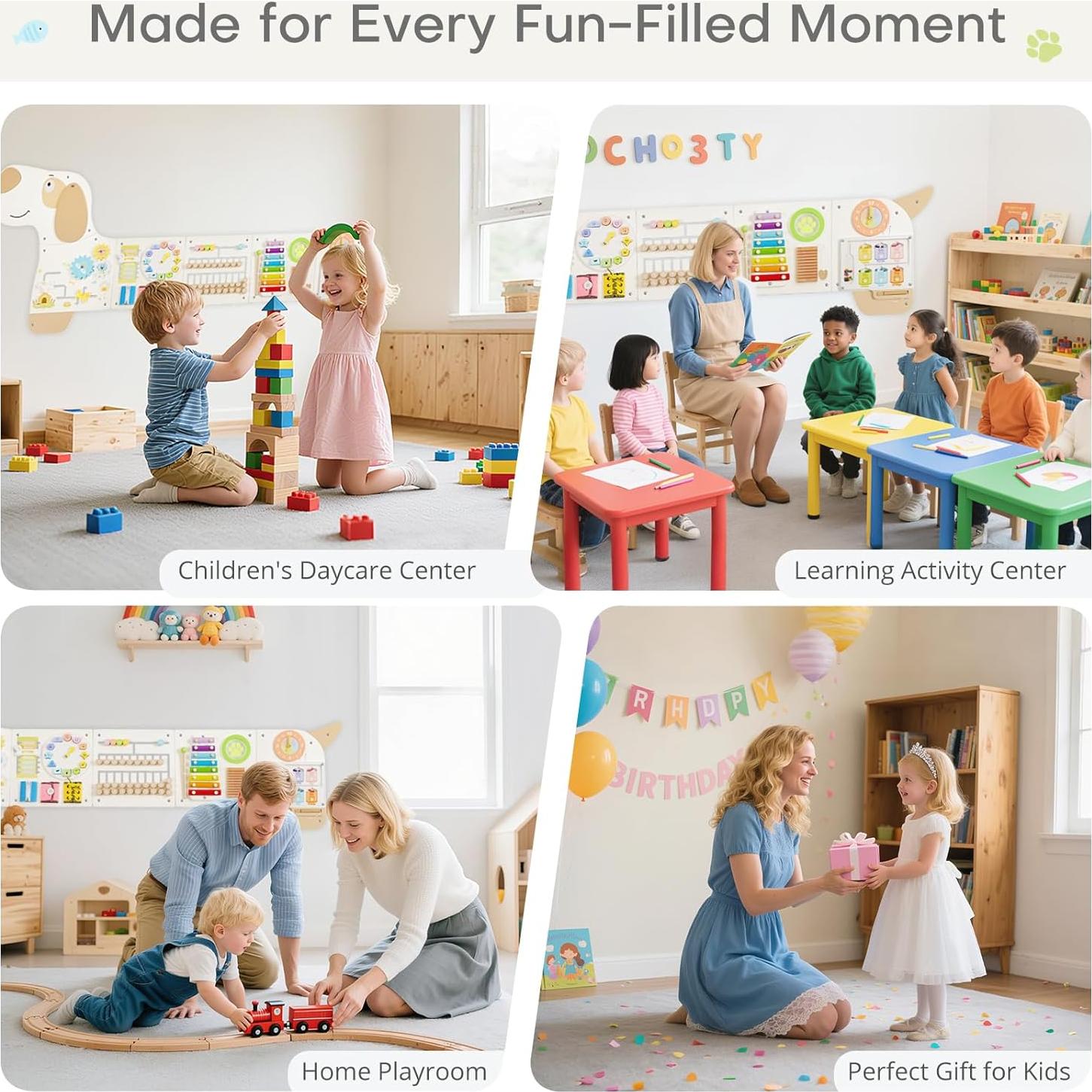 Panel Sensorial de Pared PIIKAGO para Niños 1-6 Años 152x59cm