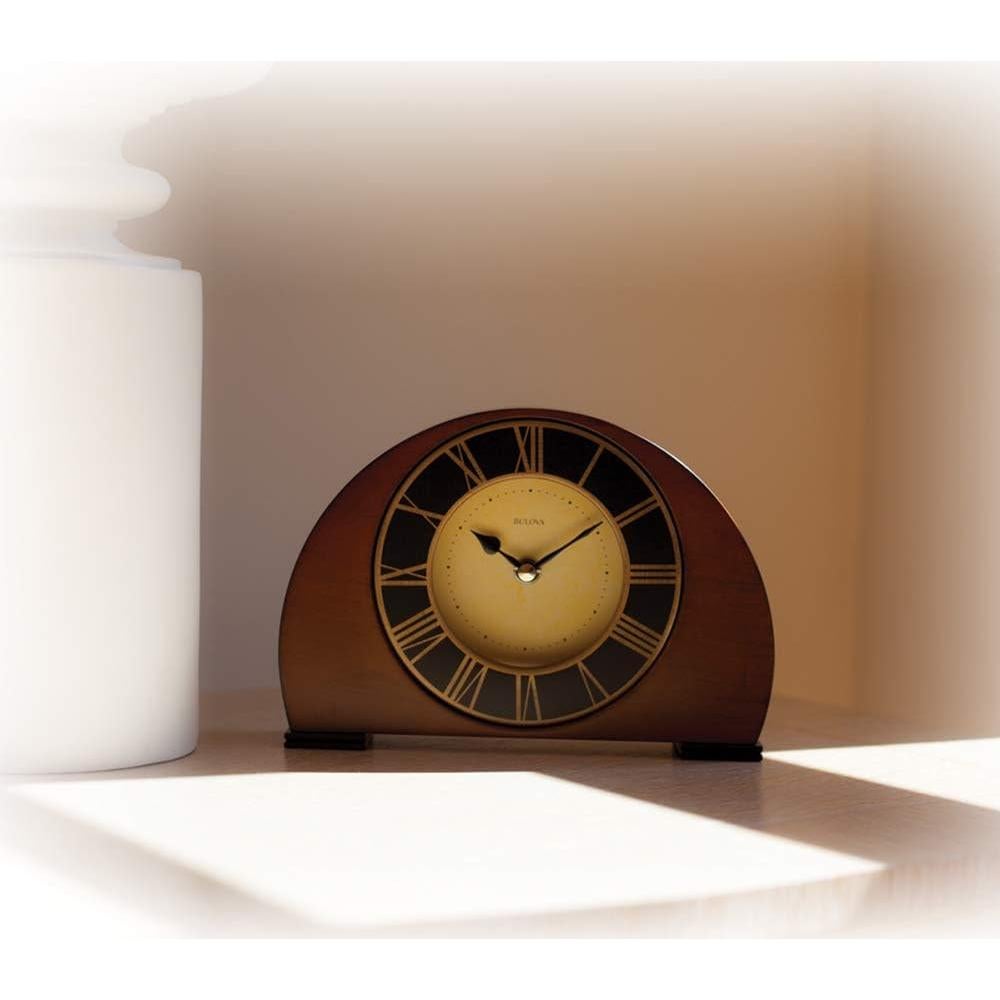 Reloj de Mesa Bulova B7340 Antiguo en Madera de Nogal