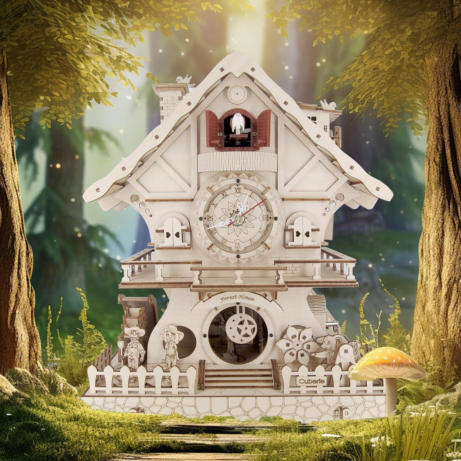Rompecabezas 3D de Madera Cuberie Reloj de Cuco DIY 1.68 kg