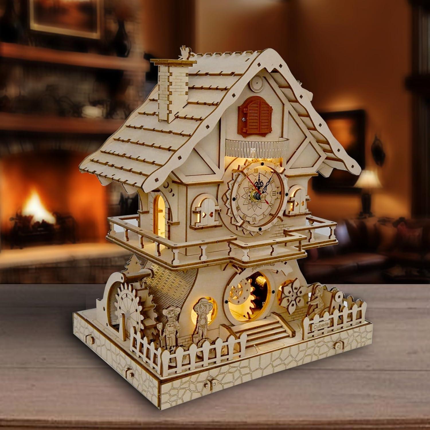 Rompecabezas 3D de Madera Cuberie Reloj de Cuco DIY 1.68 kg