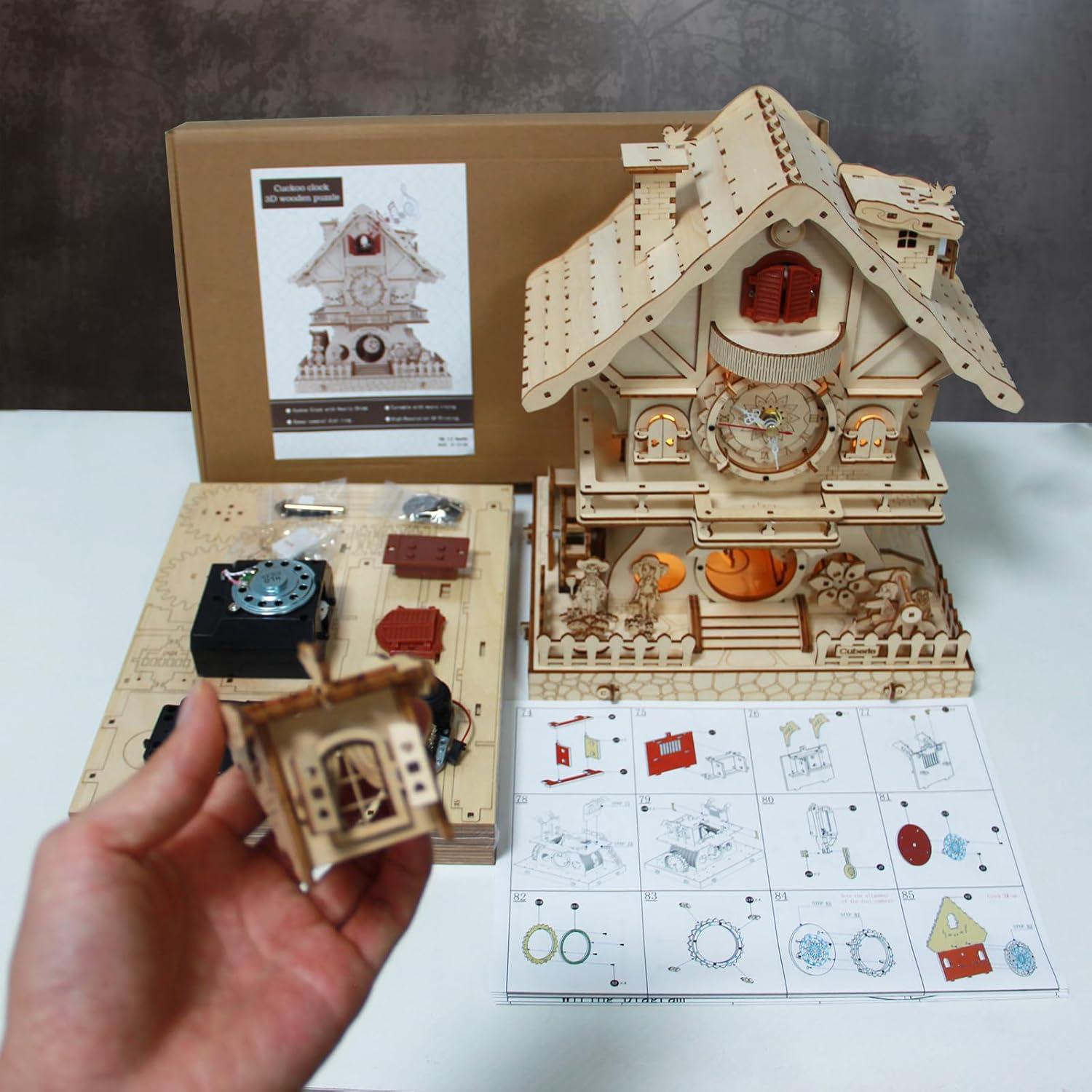 Rompecabezas 3D de Madera Cuberie Reloj de Cuco DIY 1.68 kg