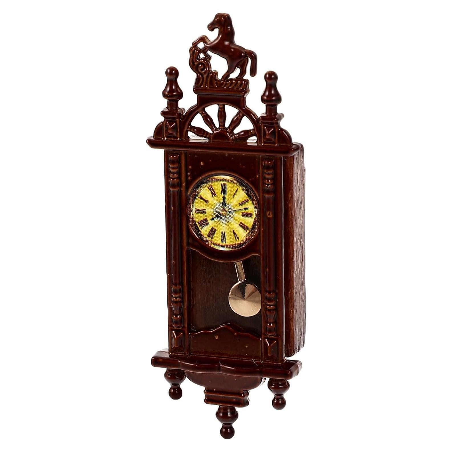 Reloj de pared miniatura HOMSFOU de madera vintage 6x2.2 cm