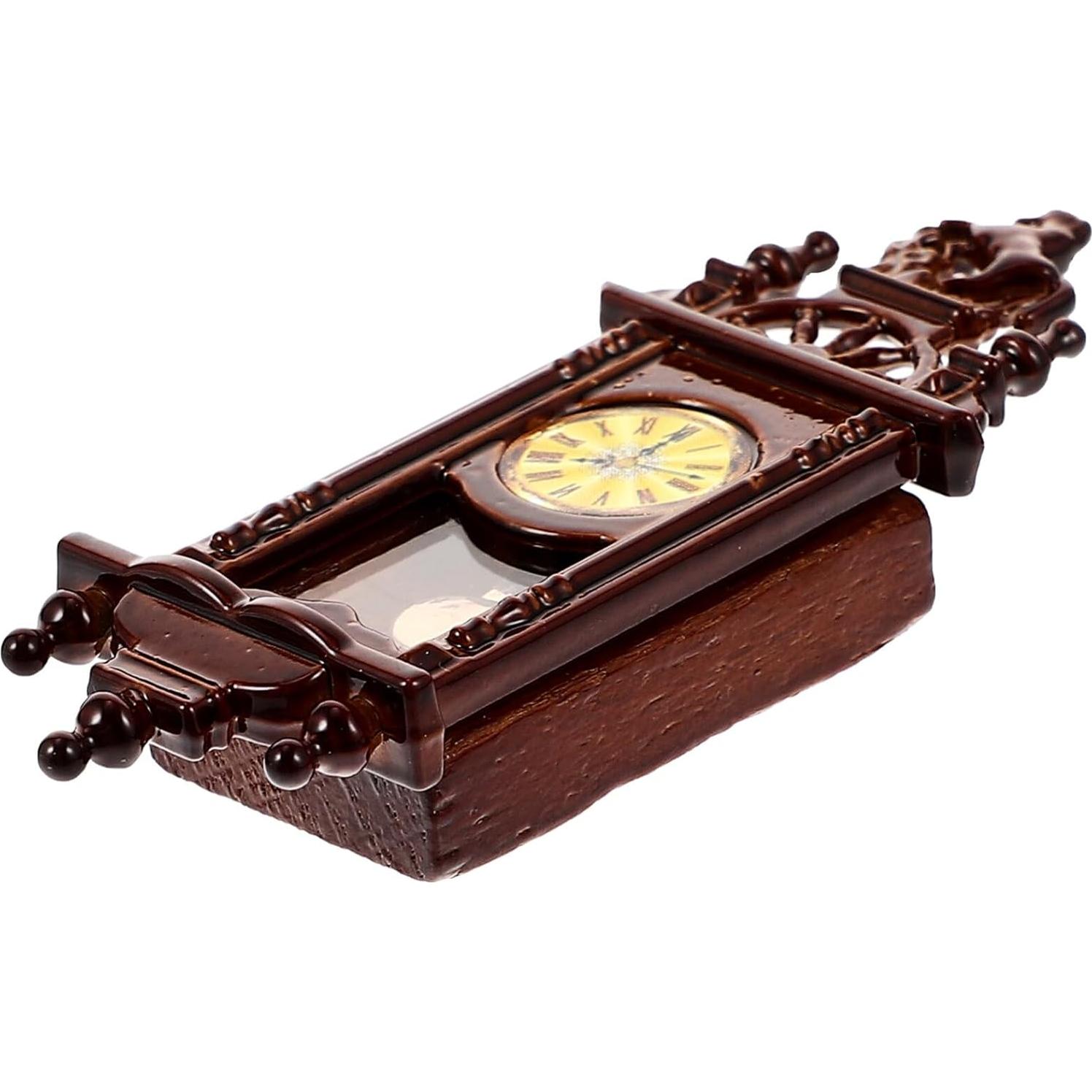 Reloj de pared miniatura HOMSFOU de madera vintage 6x2.2 cm