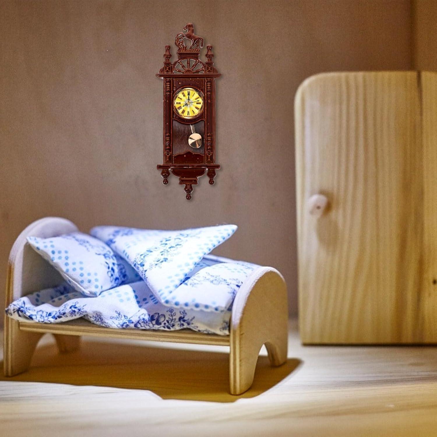 Reloj de pared miniatura HOMSFOU de madera vintage 6x2.2 cm