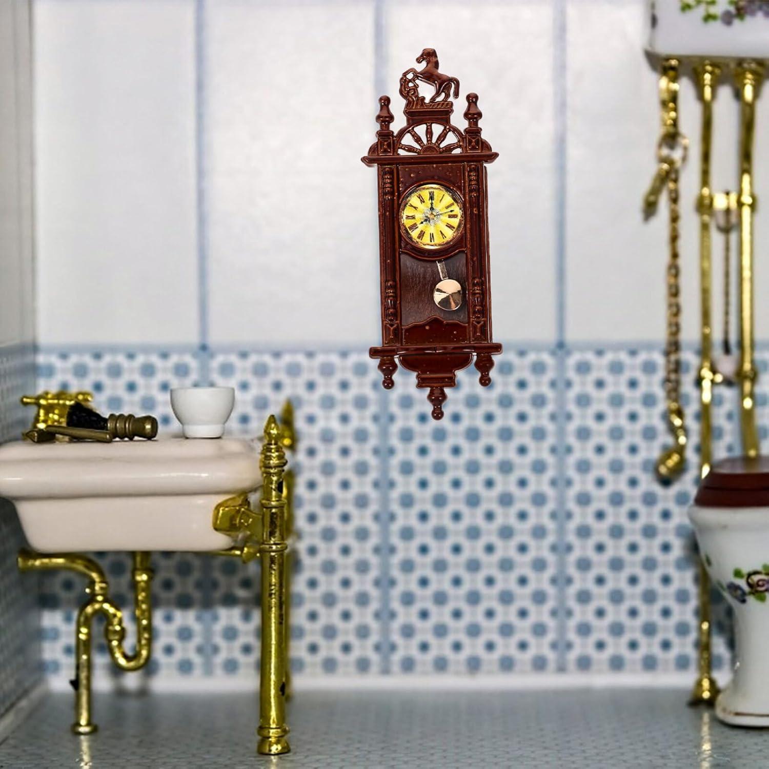 Reloj de pared miniatura HOMSFOU de madera vintage 6x2.2 cm