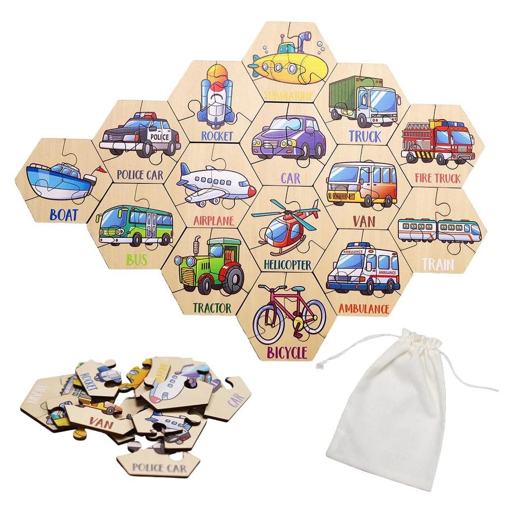 Rompecabezas de Madera TinyKidz 15 Piezas Transportes 2+ Años