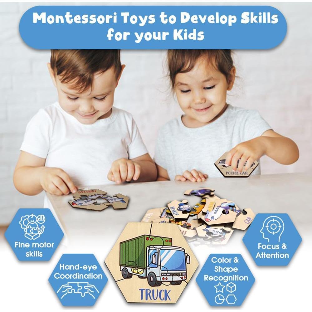 Rompecabezas de Madera TinyKidz 15 Piezas Transportes 2+ Años