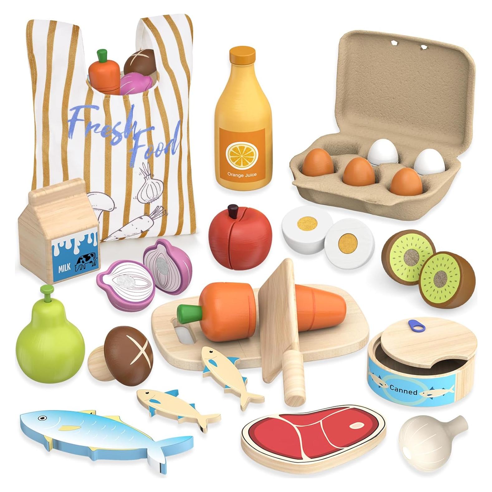 Set de Juguetes de Comida de Madera JOYSINTOY para Niños 3+