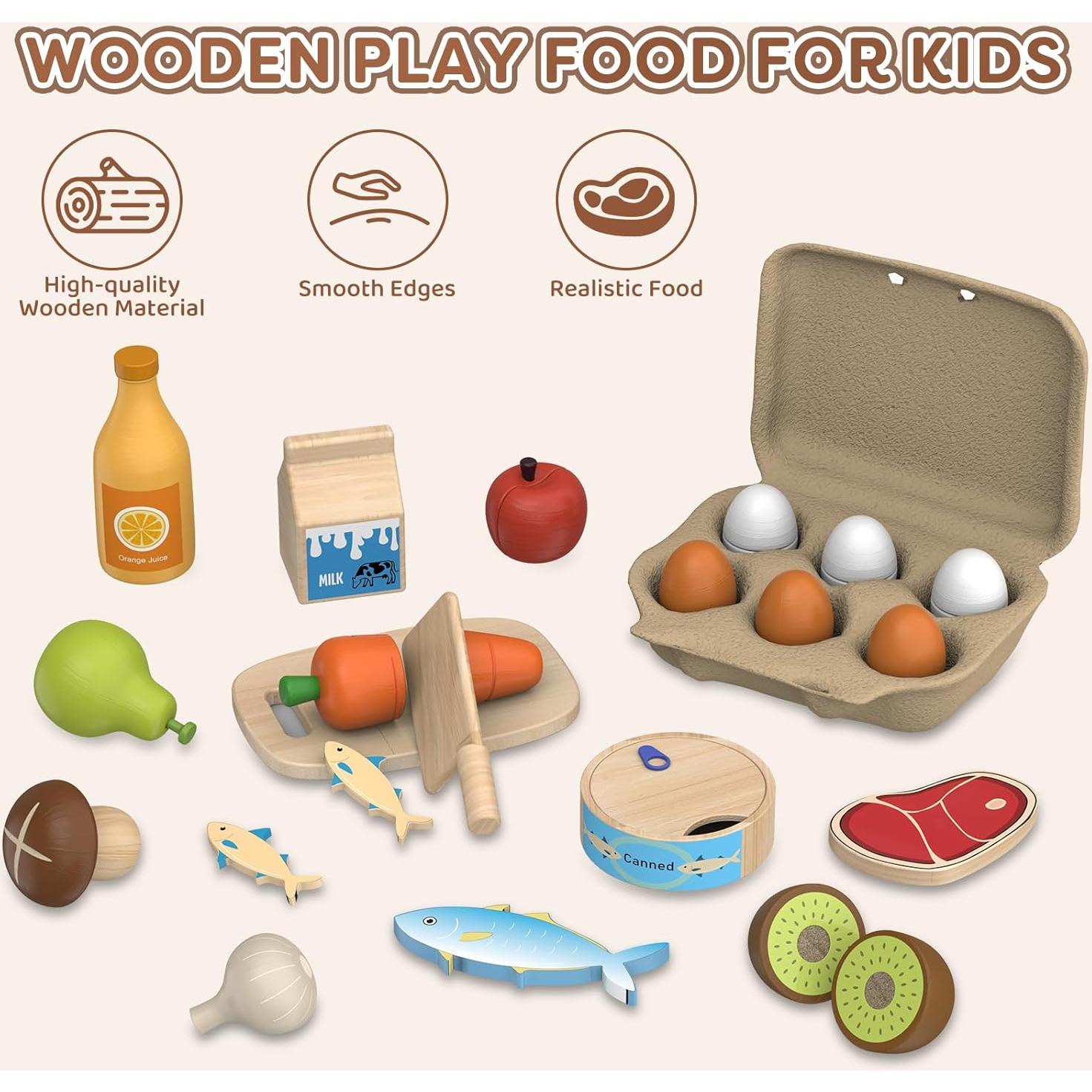 Set de Juguetes de Comida de Madera JOYSINTOY para Niños 3+