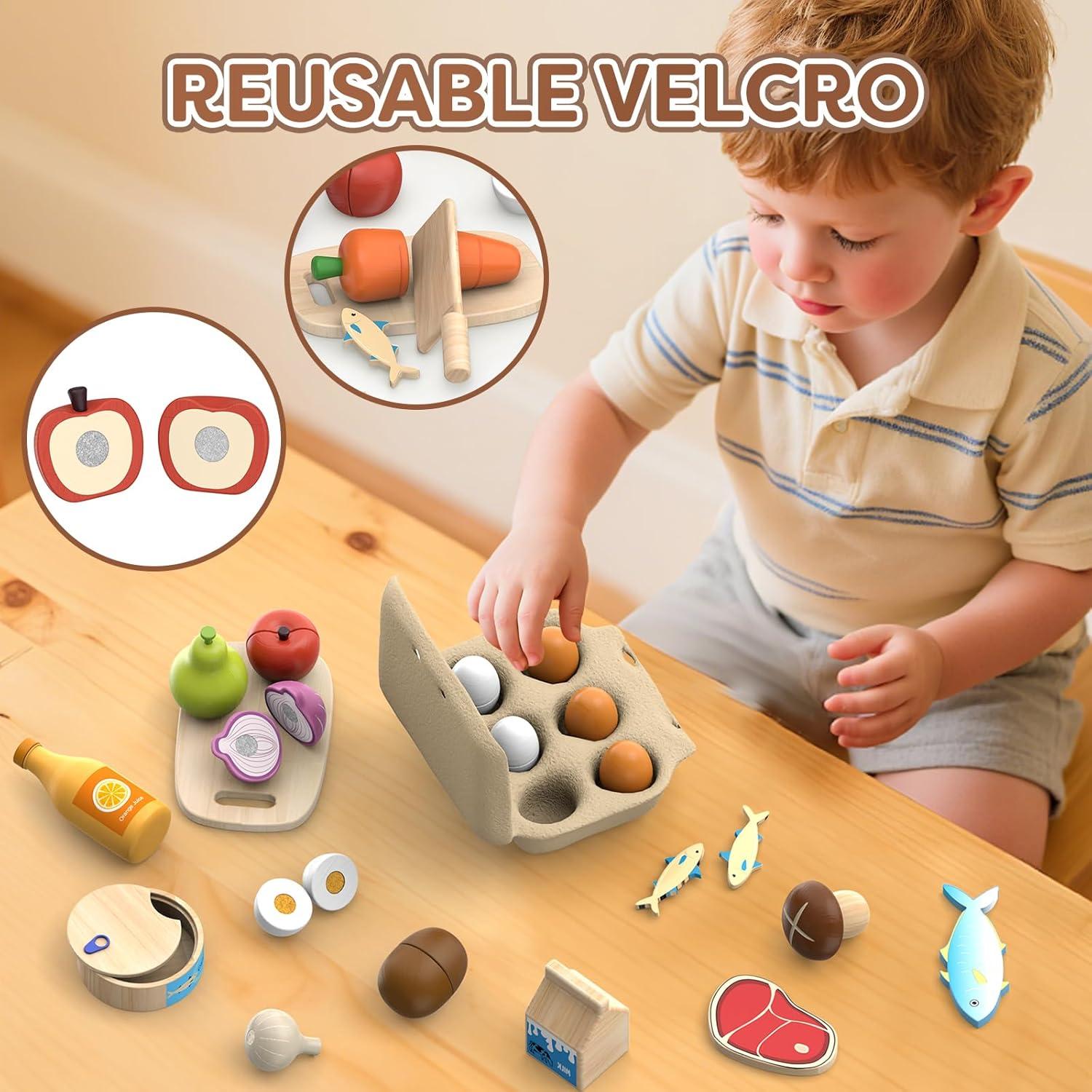 Set de Juguetes de Comida de Madera JOYSINTOY para Niños 3+