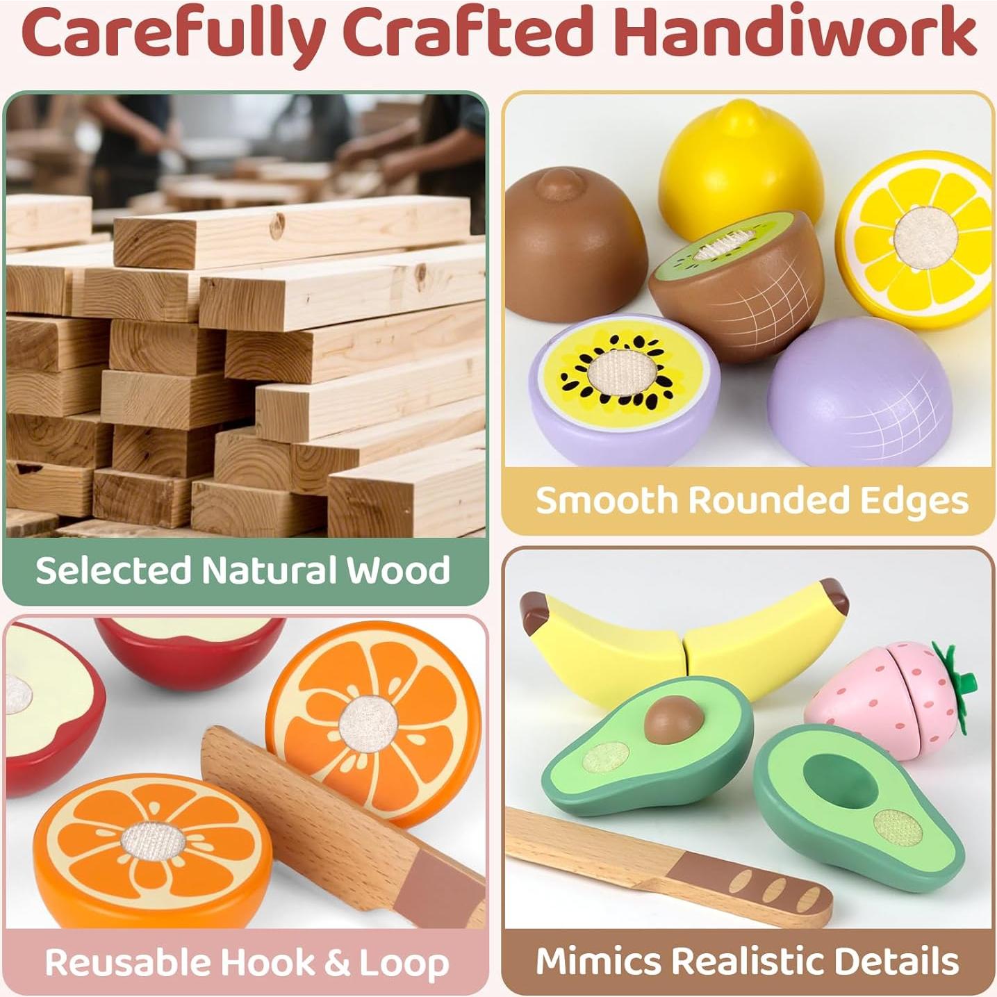 Juego de Comida de Madera Beberolen para Niños 3+ Años