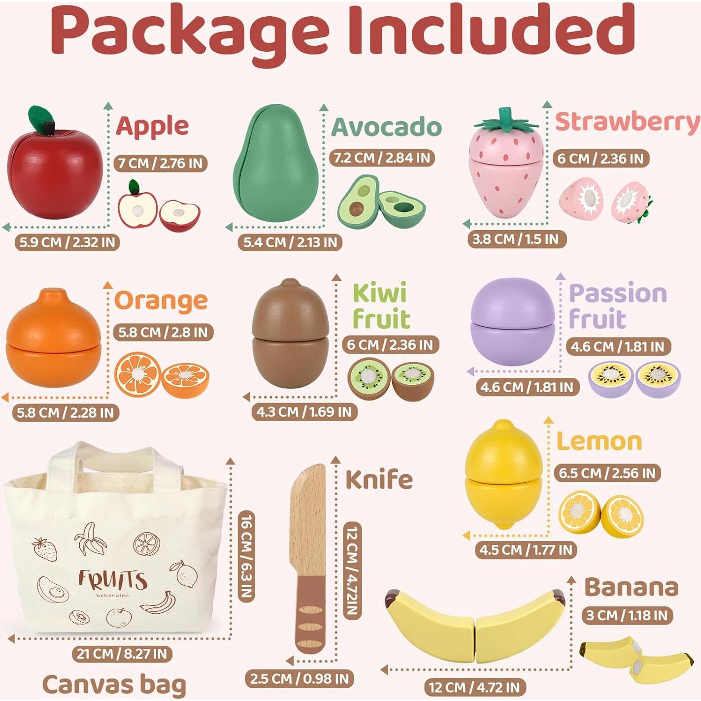 Juego de Comida de Madera Beberolen para Niños 3+ Años