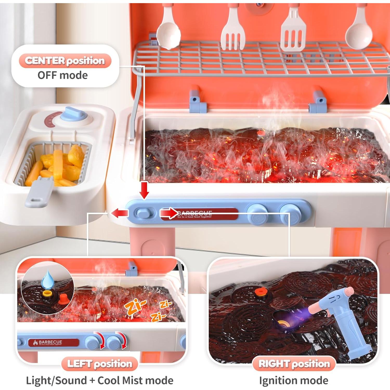 Set de Parrilla BBQ CUTE STONE Rosa para Niños 3+ Años