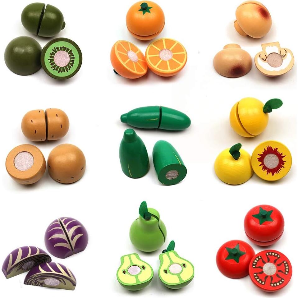 Juego de Frutas y Verduras de Madera Ouyuan - Cortar y Aprender