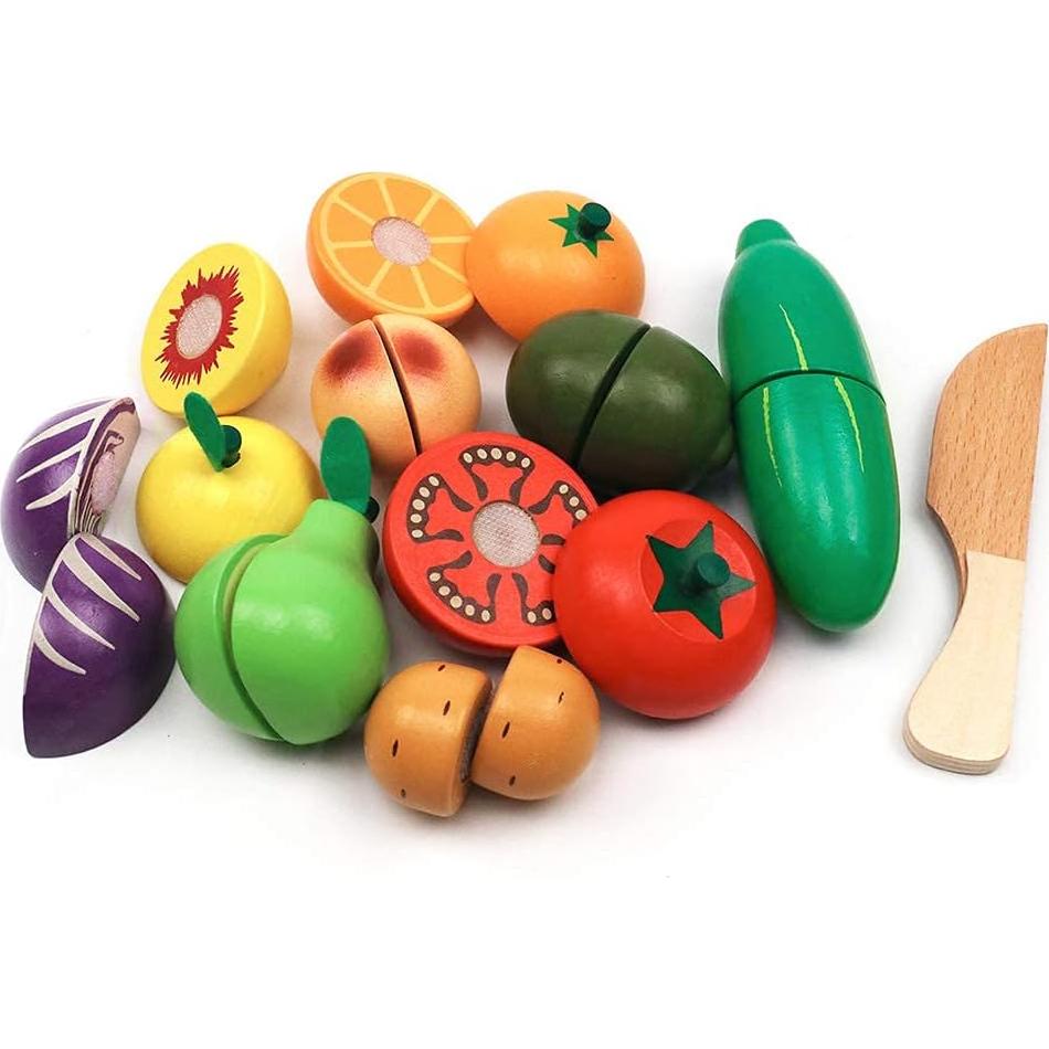 Juego de Frutas y Verduras de Madera Ouyuan - Cortar y Aprender