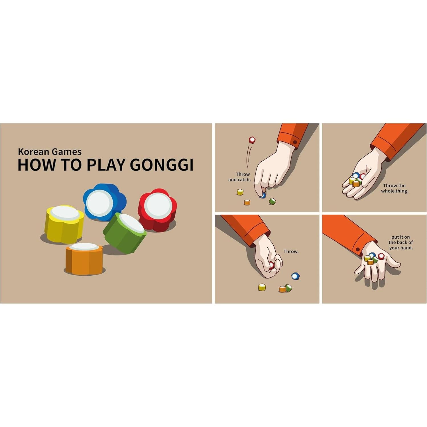 Juego de piedras Gonggi H·B·R·G - Juego tradicional coreano (5 piezas)