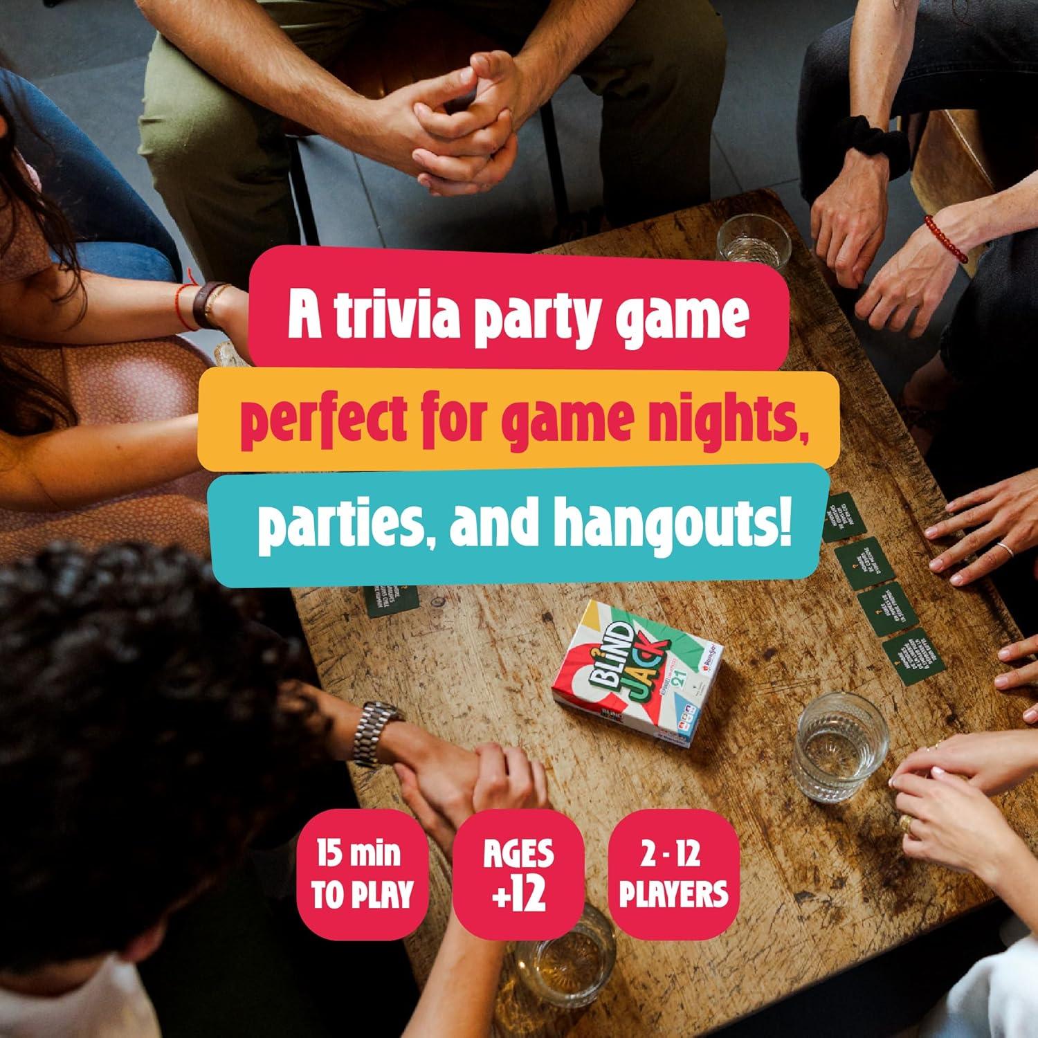 Juego de Cartas Blue Orange Blind Jack - Trivia y Estrategia 2-12 Jugadores