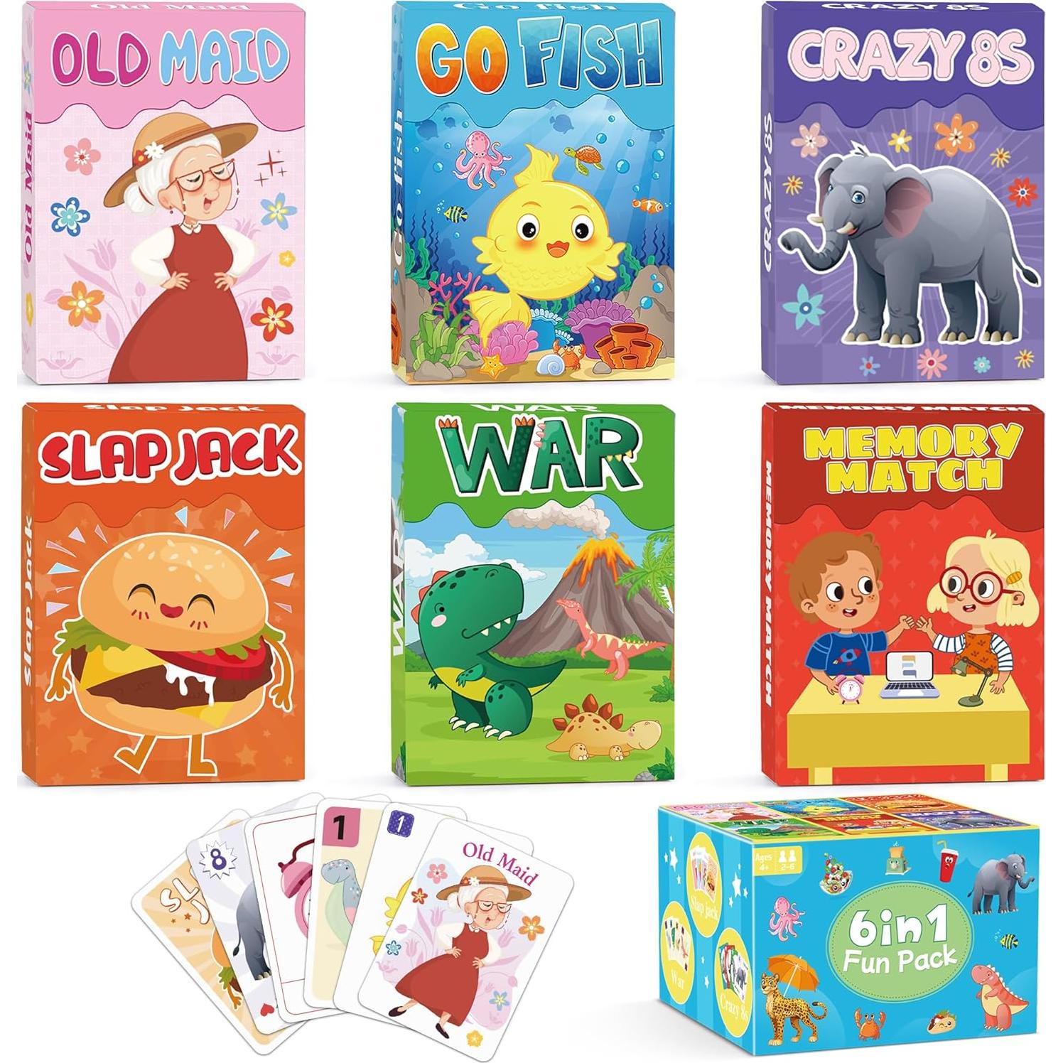 Juego de Cartas Divertido 6 en 1 Timenued para Niños