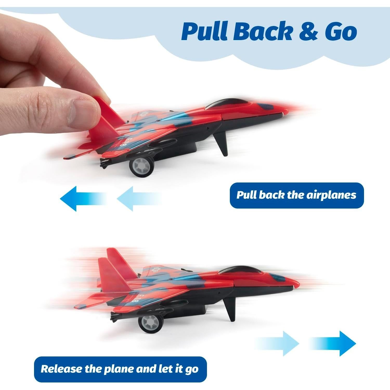 Juego de 12 Aviones de Retroceso Boojalo para Niños 3-9 Años