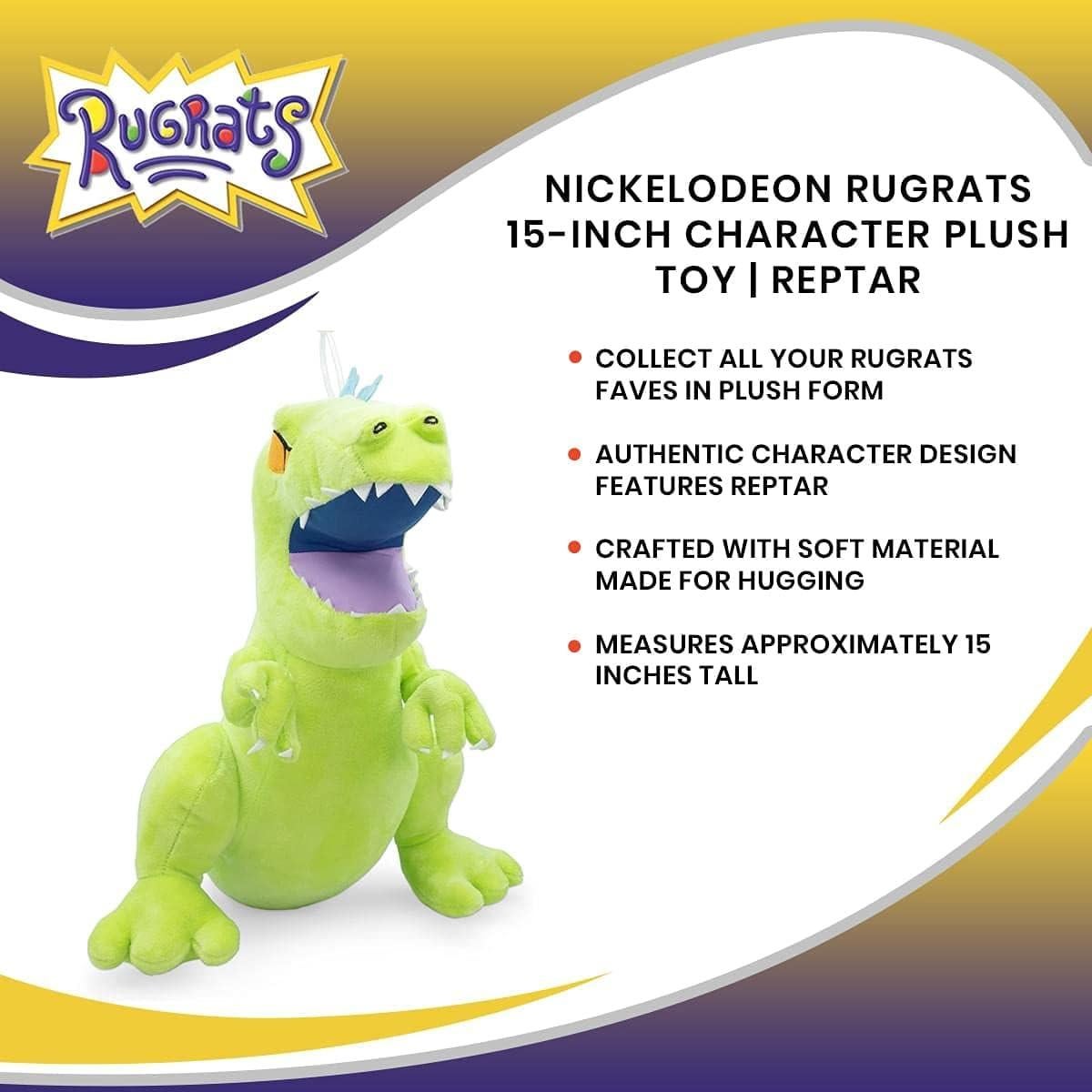 Peluche Reptar Rugrats Nickelodeon 38 cm Suave y Abrazable