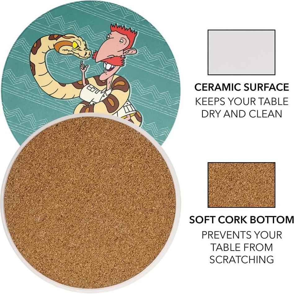 Set de 2 Posavasos Redondos Cerámica Wild Thornberrys 9.9 cm