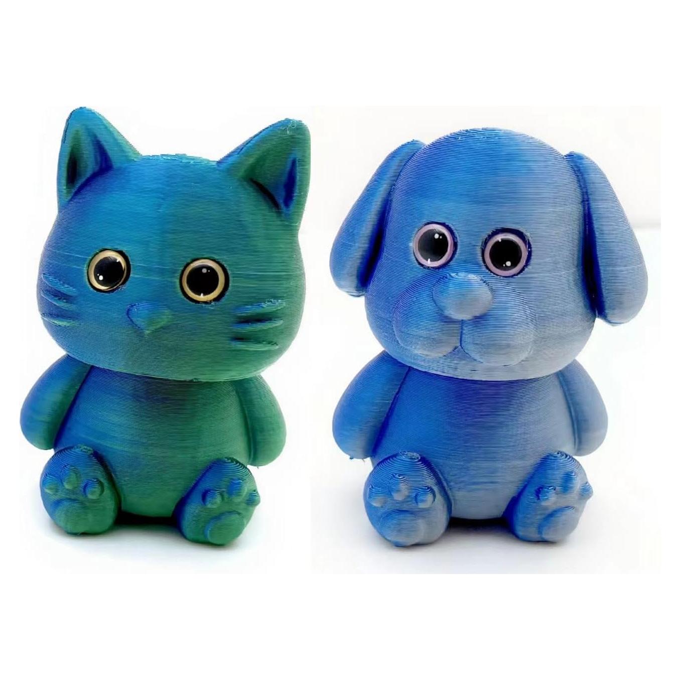 Figura de gato impresa en 3D azul-verde 8.6 cm - Decoración