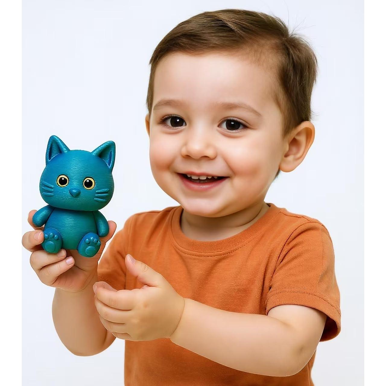 Figura de gato impresa en 3D azul-verde 8.6 cm - Decoración