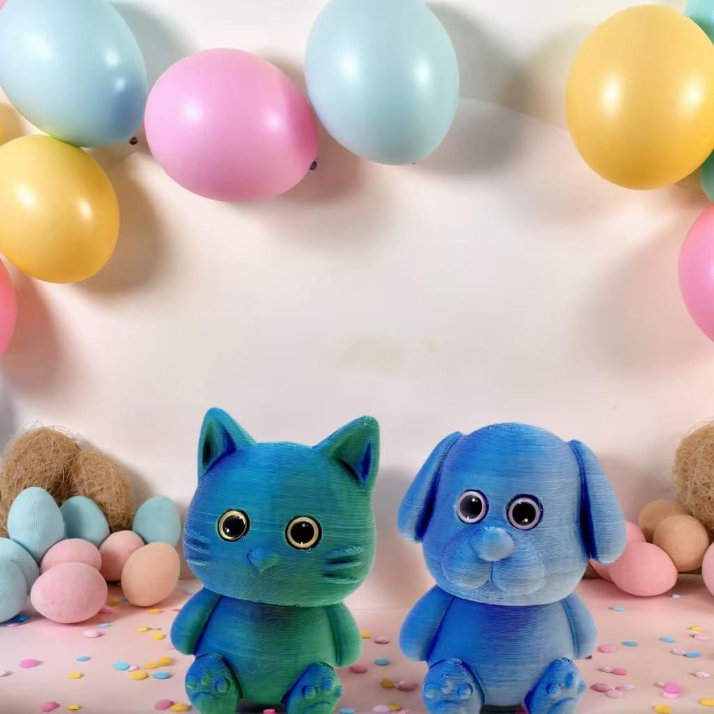 Figura de gato impresa en 3D azul-verde 8.6 cm - Decoración