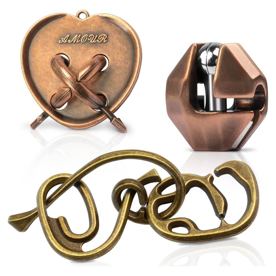 Rompecabezas de Metal GVKES 3D Desafío IQ 3 PZS