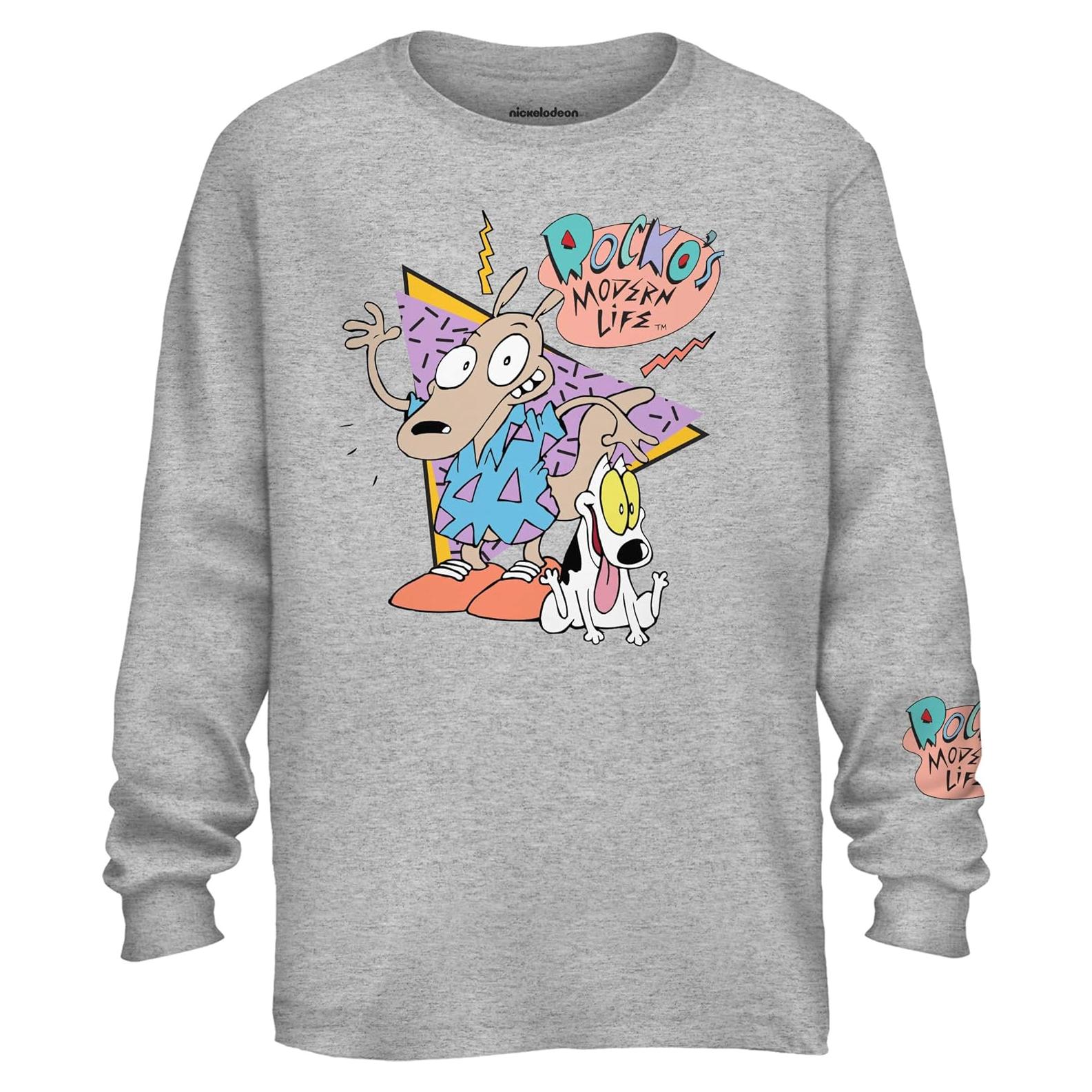Camisa de Manga Larga Hombre Nickelodeon Rugrats 90s Gris M